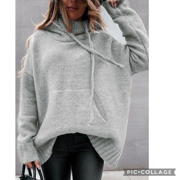 Heather Gray Sweater w/Hood - Picture 2 of 5